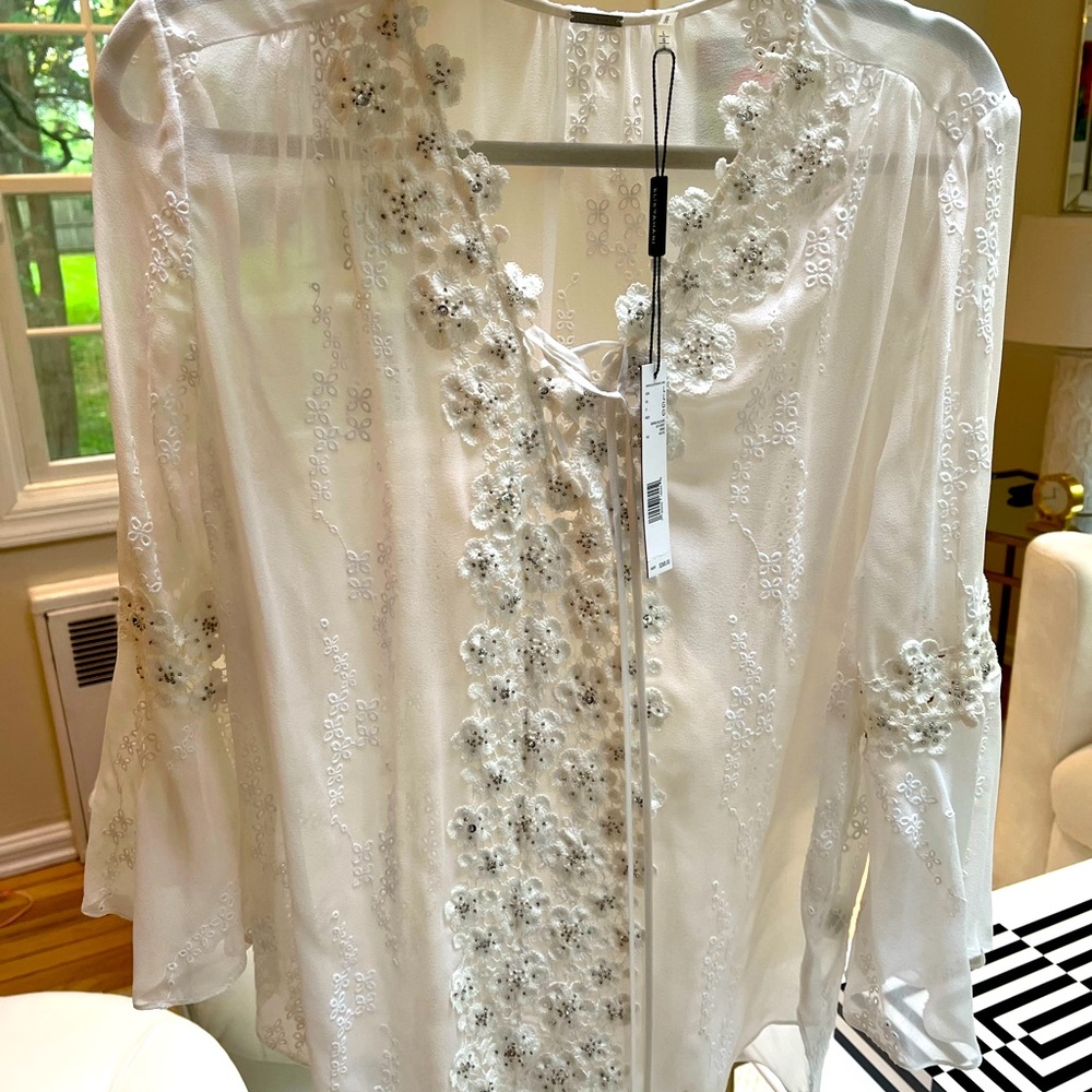 Elie Tahari white eyelet Mirra Blouse